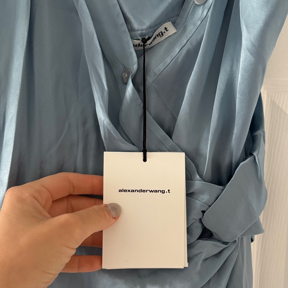 NWT Alexander Wang T Slip Midi Dress in Light Blue - Picture 5 of 5